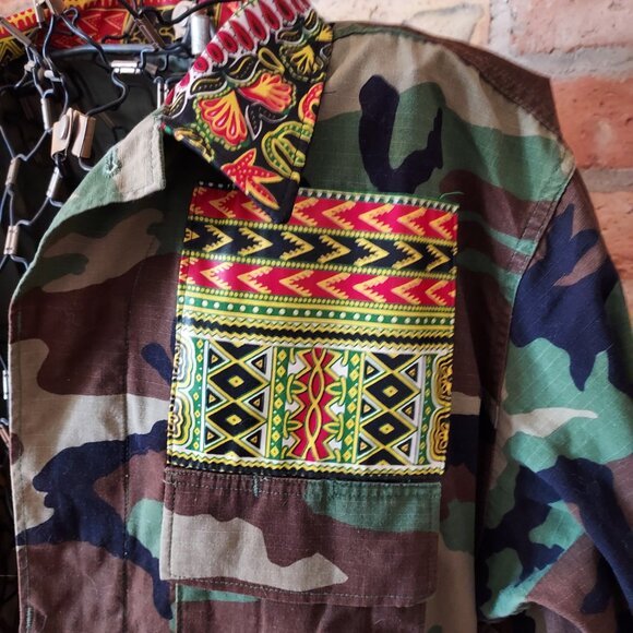 Poet Roni Girl Camo Camouflage Jacket Coat w/Aretha Franklin - Picture 5 of 9